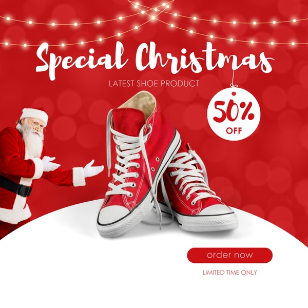 sneakers, canvas shoes, high top shoes, casual shoes, athletic shoes, sale promotion, limited time deal, minimalist, energetic, warm, red, christmas